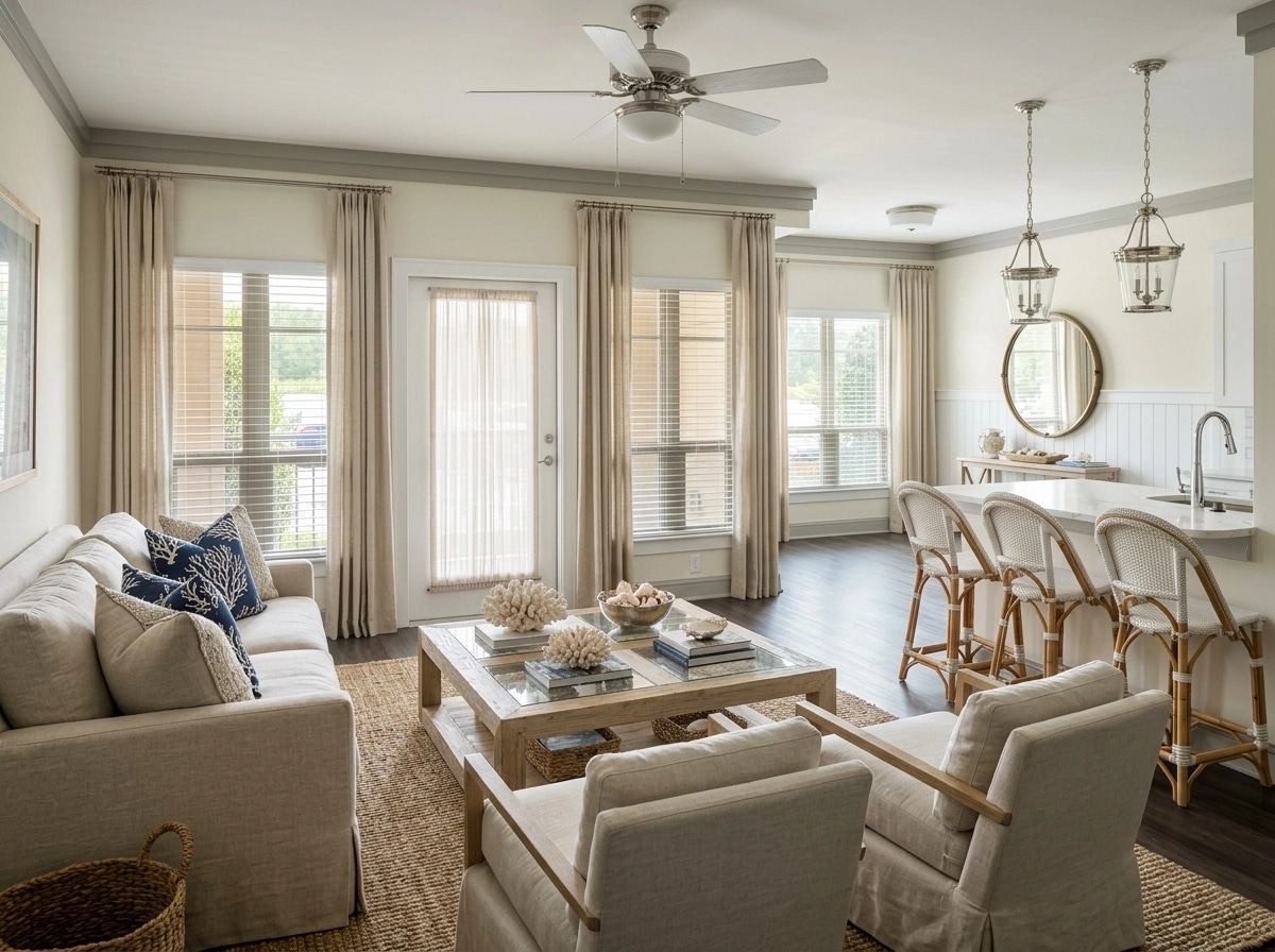Interior design in Coastal / Hamptons style — Living Room by GenRoom AI