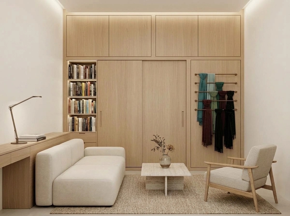 İç mekân tasarımı Minimalism stili — Oturma Odası GenRoom AI