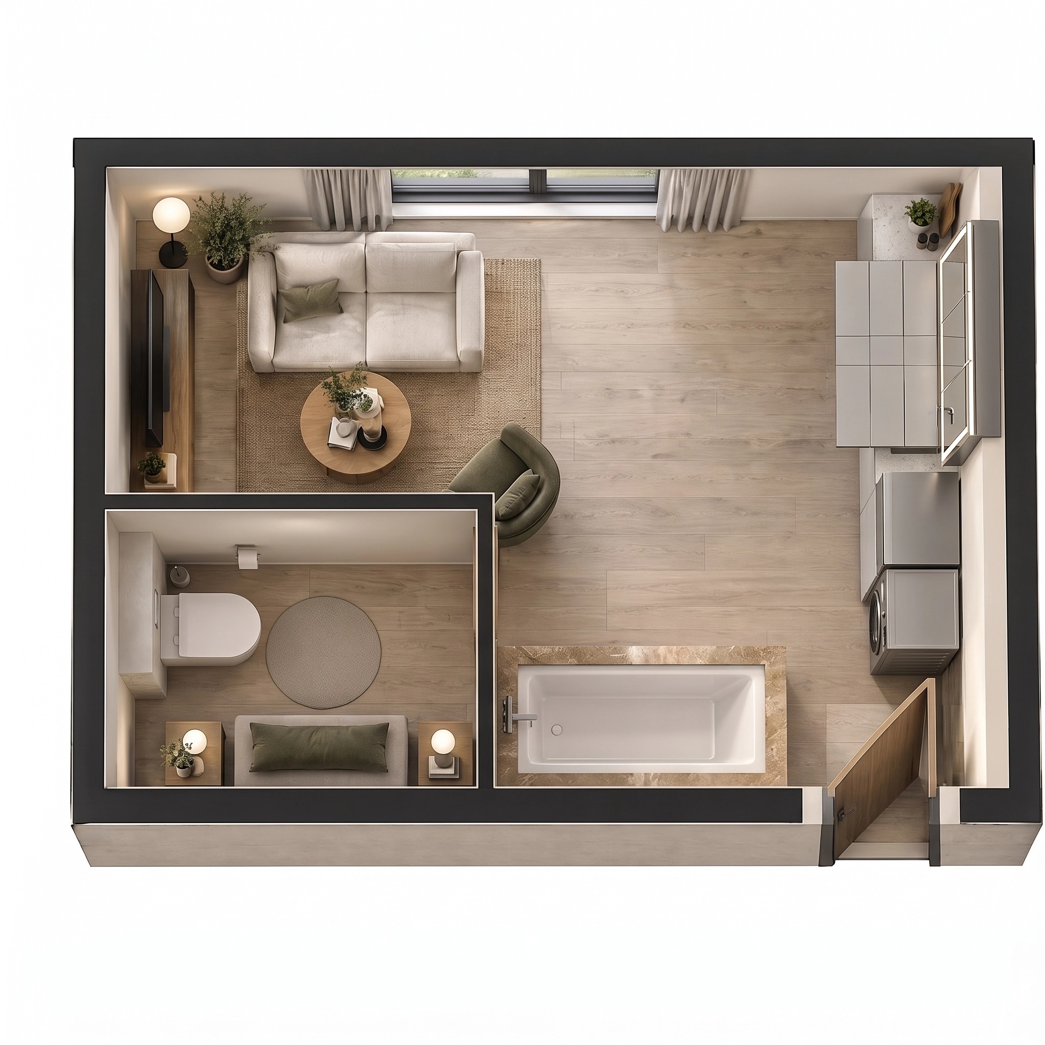 Interior design in Minimalism style — Living Room by GenRoom AI