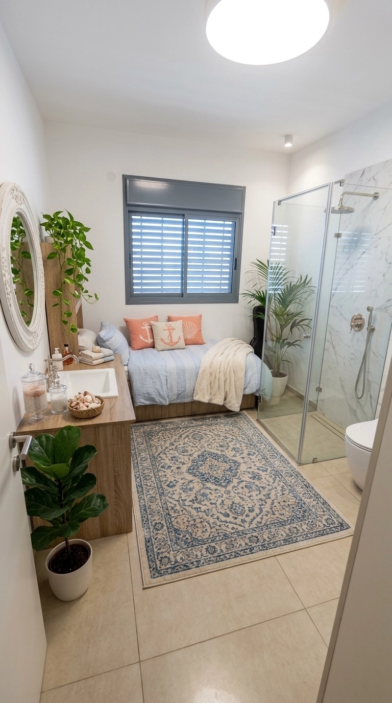 Bathroom interior in Coastal / Hamptons style — photo by GenRoom AI