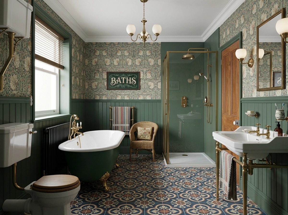 Bathroom interior in British style — photo by GenRoom AI