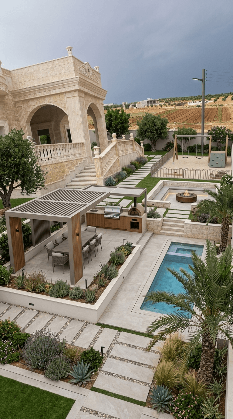 تصميم المناظر الطبيعية بنمط Contemporary Yard — الحديقة من GenRoom AI