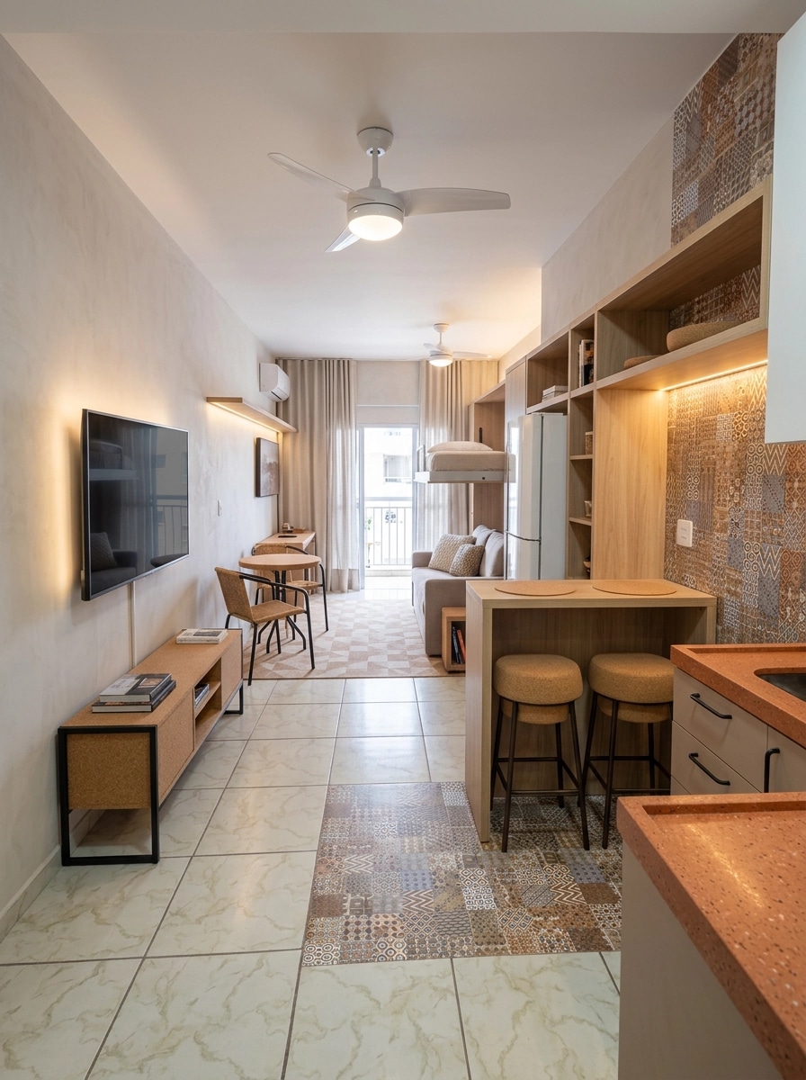 Projekt wnętrza w stylu Portuguese Modern — studio od GenRoom AI