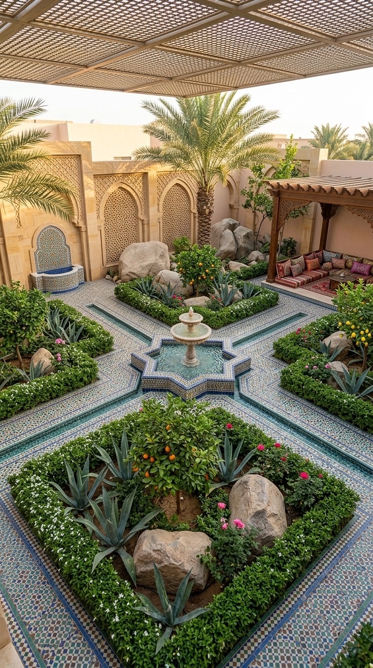 Landscape design in Arabian Courtyard style — Yard by GenRoom AI