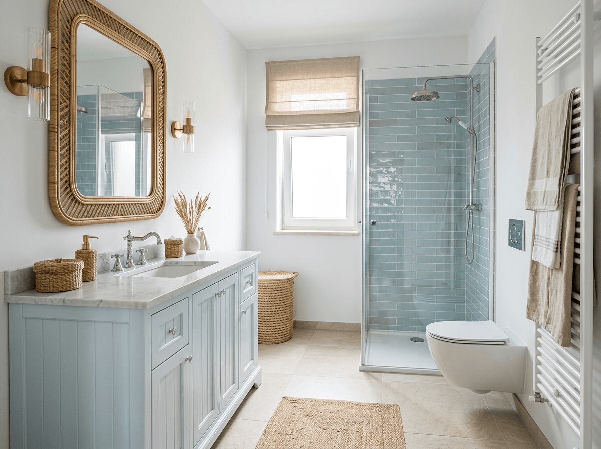 Coastal / Hamptons Bathroom design — interior photo by GenRoom AI