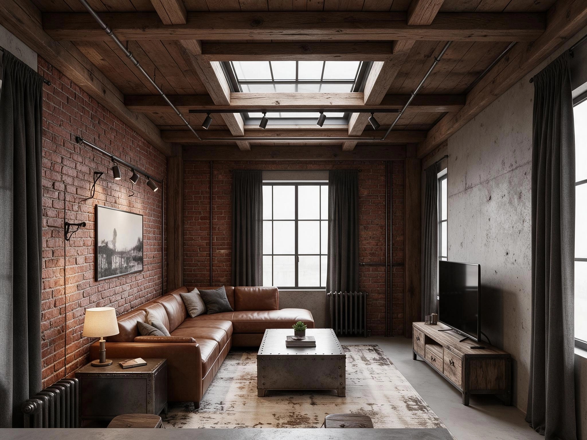 Interior design in Loft / Industrial style — Living Room by GenRoom AI
