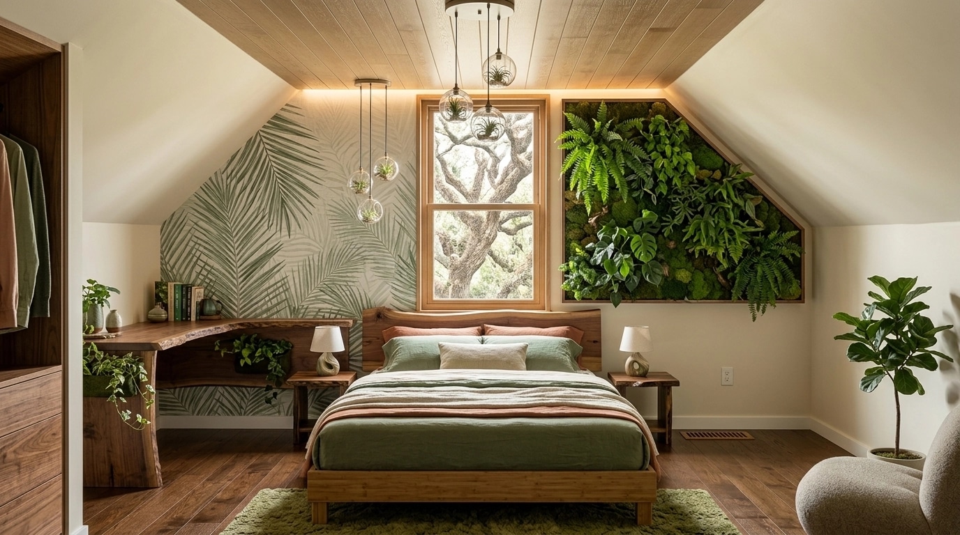 Interior design in Biophilic style — Bedroom by GenRoom AI