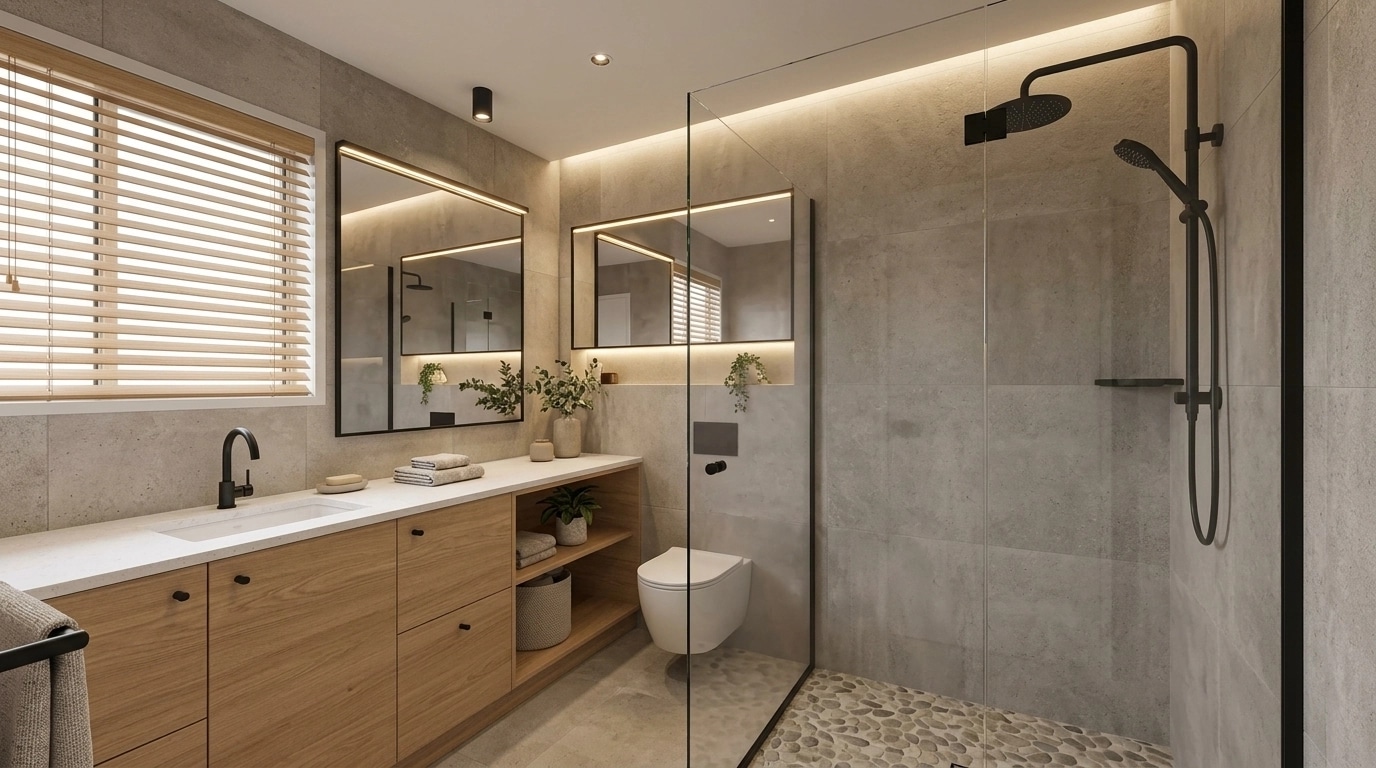 Interyer dizayni — Scandinavian uslubi — GenRoom AI tomonidan Hammom