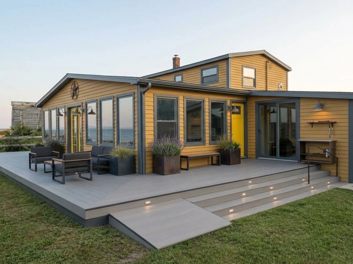 Facade design in Barnhouse Facade style — photo by GenRoom AI