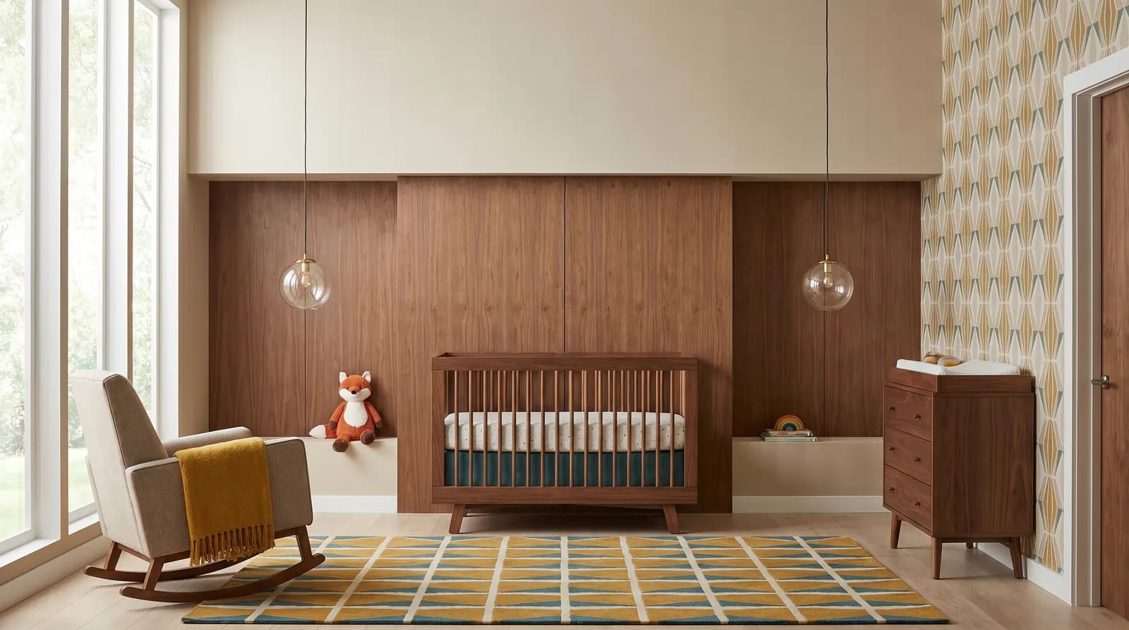 Pomysły na projekt pokoju niemowlęcego Mid-Century Modern: 12 prawdziwych przykładów (przewodnik 2026)