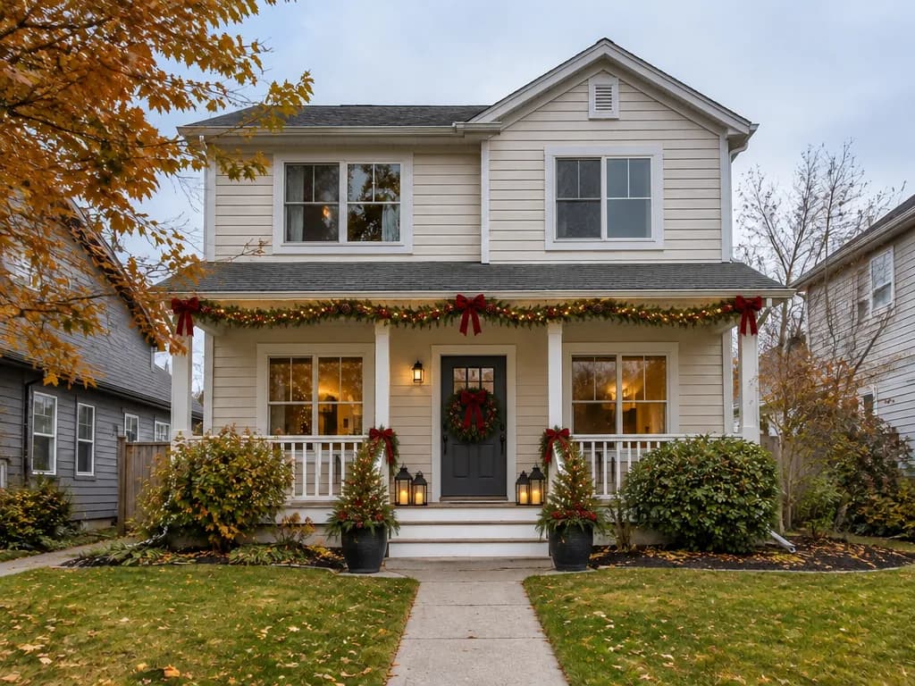 The same house front decorated for Christmas & New Year in the GenRoom Studio