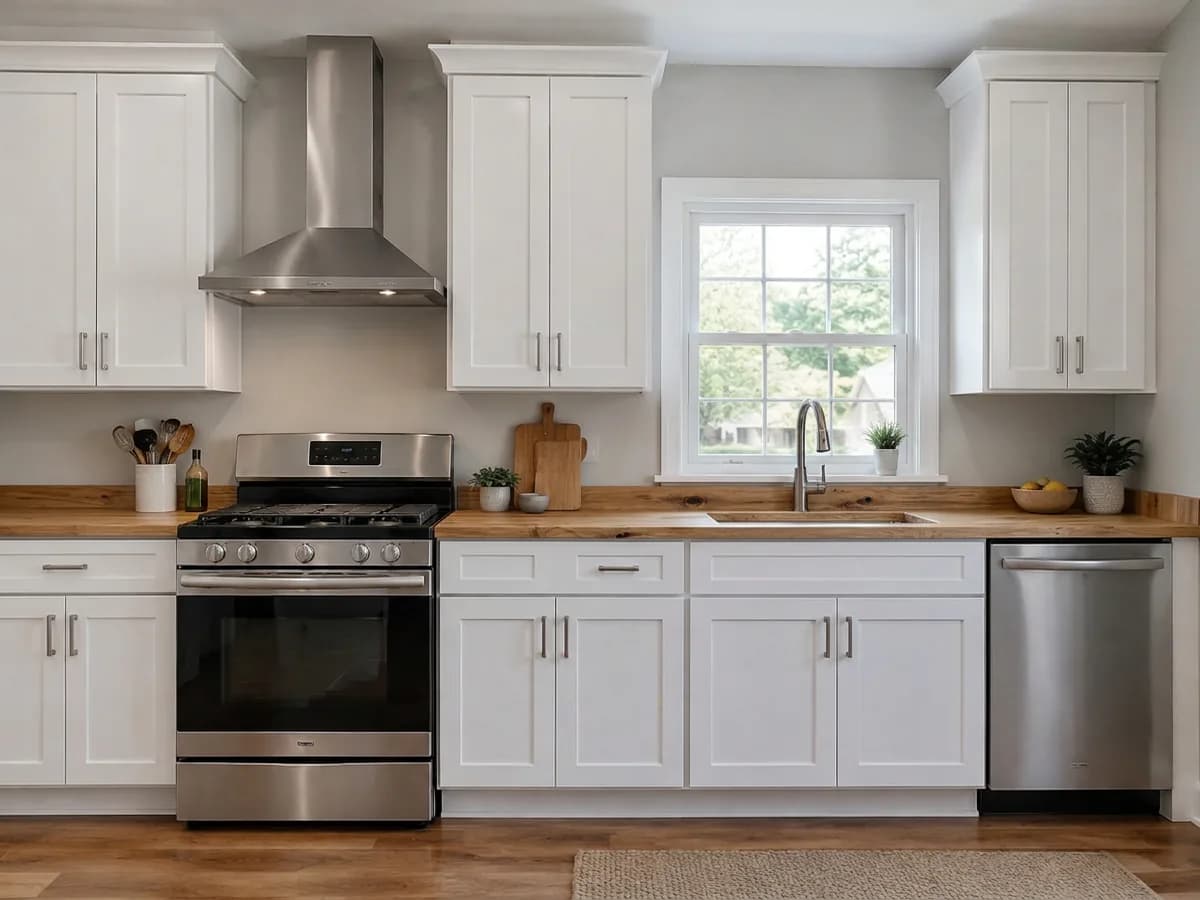 The same kitchen with a Solid oak countertop