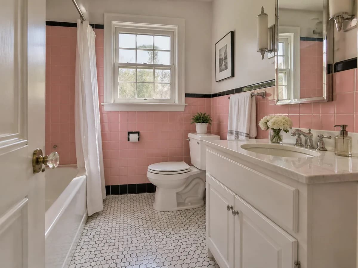 Before — Pink tiles