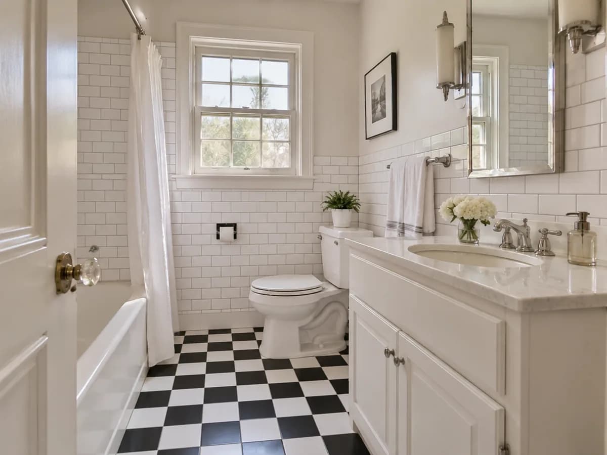 After — Subway + checkerboard floor