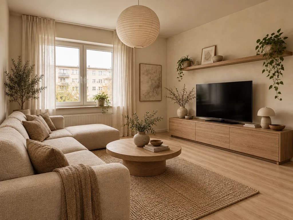 The same room redesigned from the Japandi picture