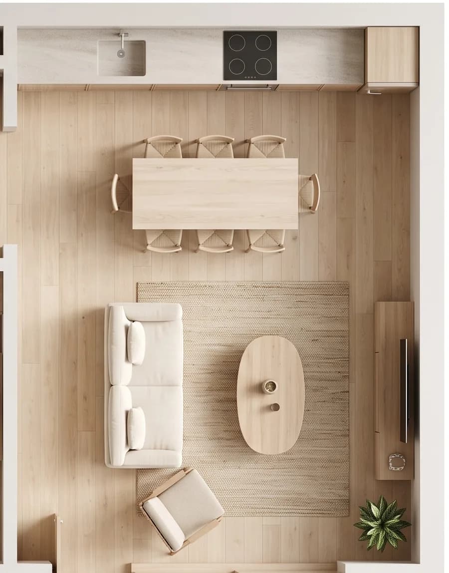 Kitchen-living room — Top view