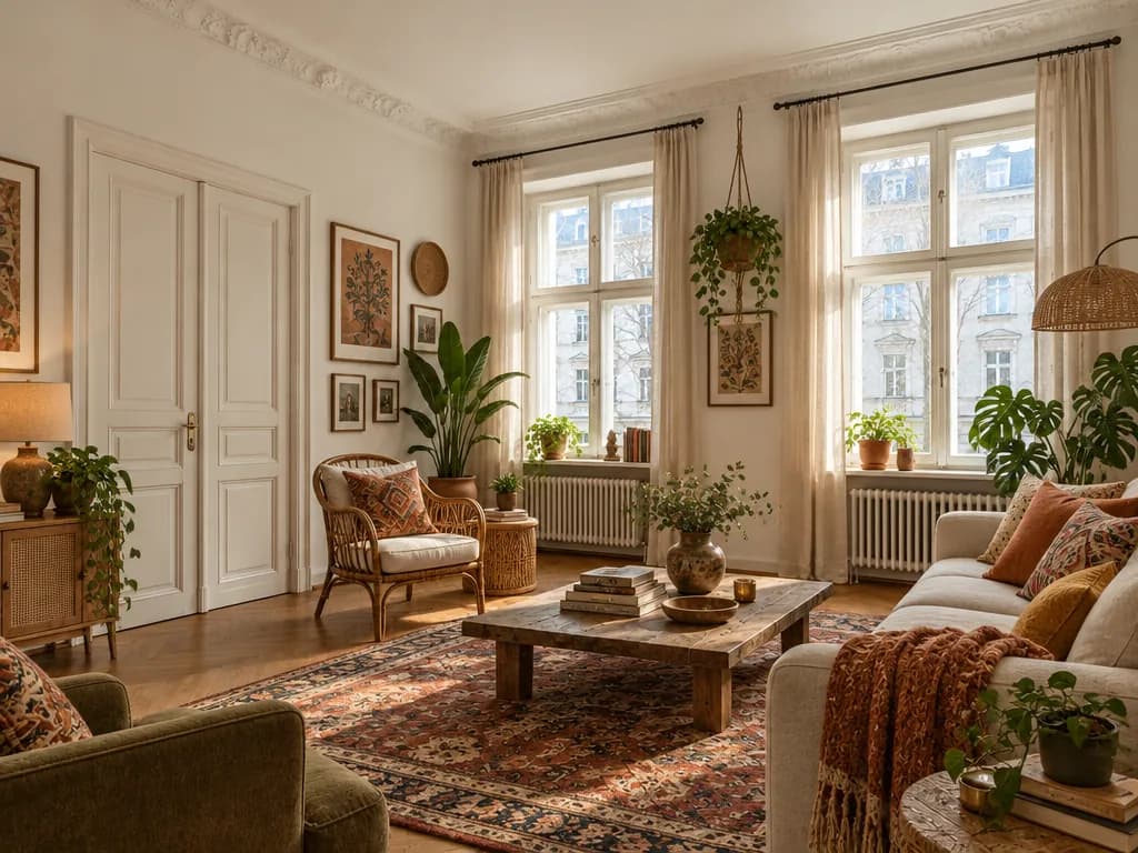 The same room furnished in Boho style
