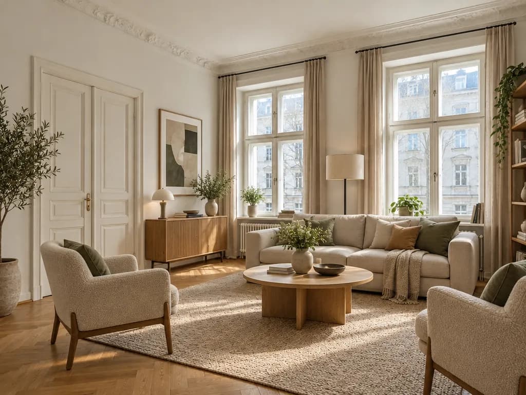 The same room furnished in Scandinavian style