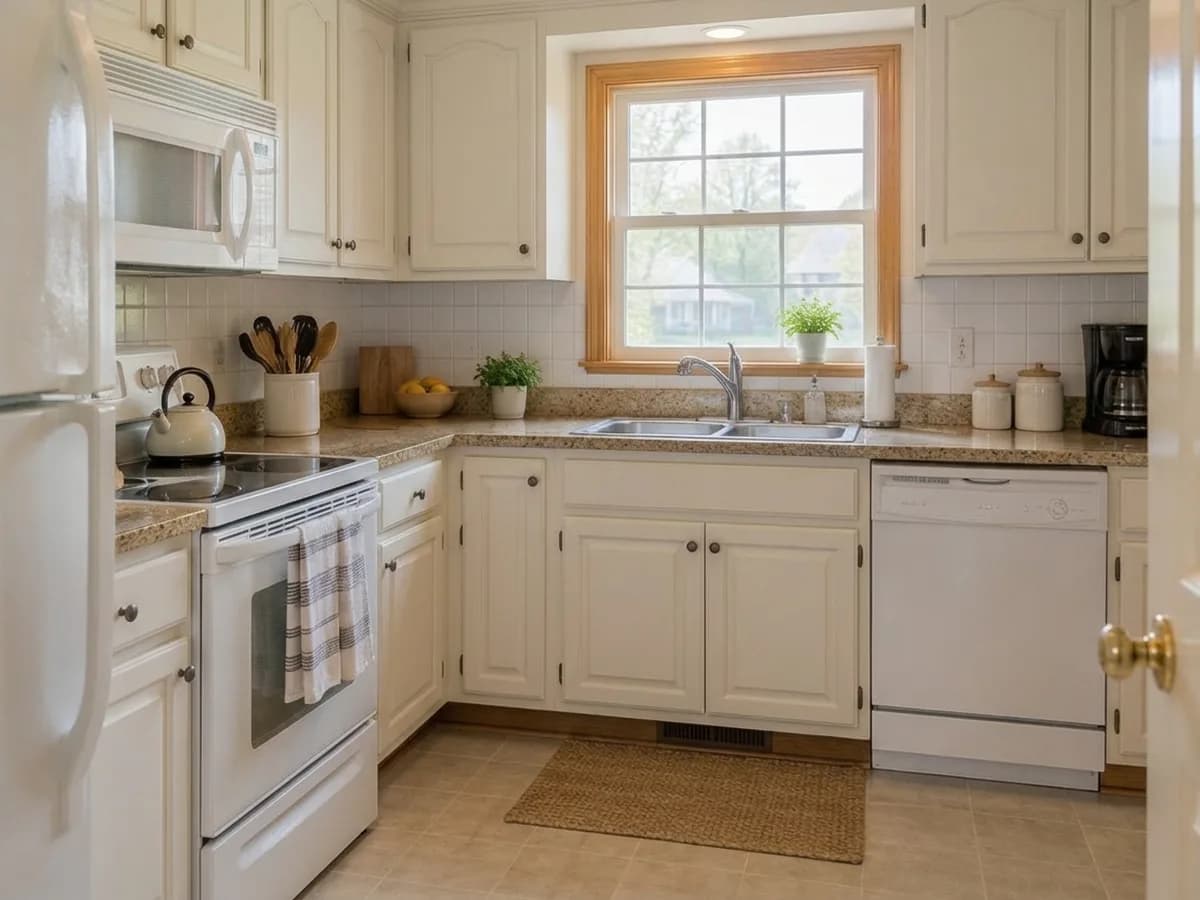 The same kitchen with the cabinet fronts in Warm white