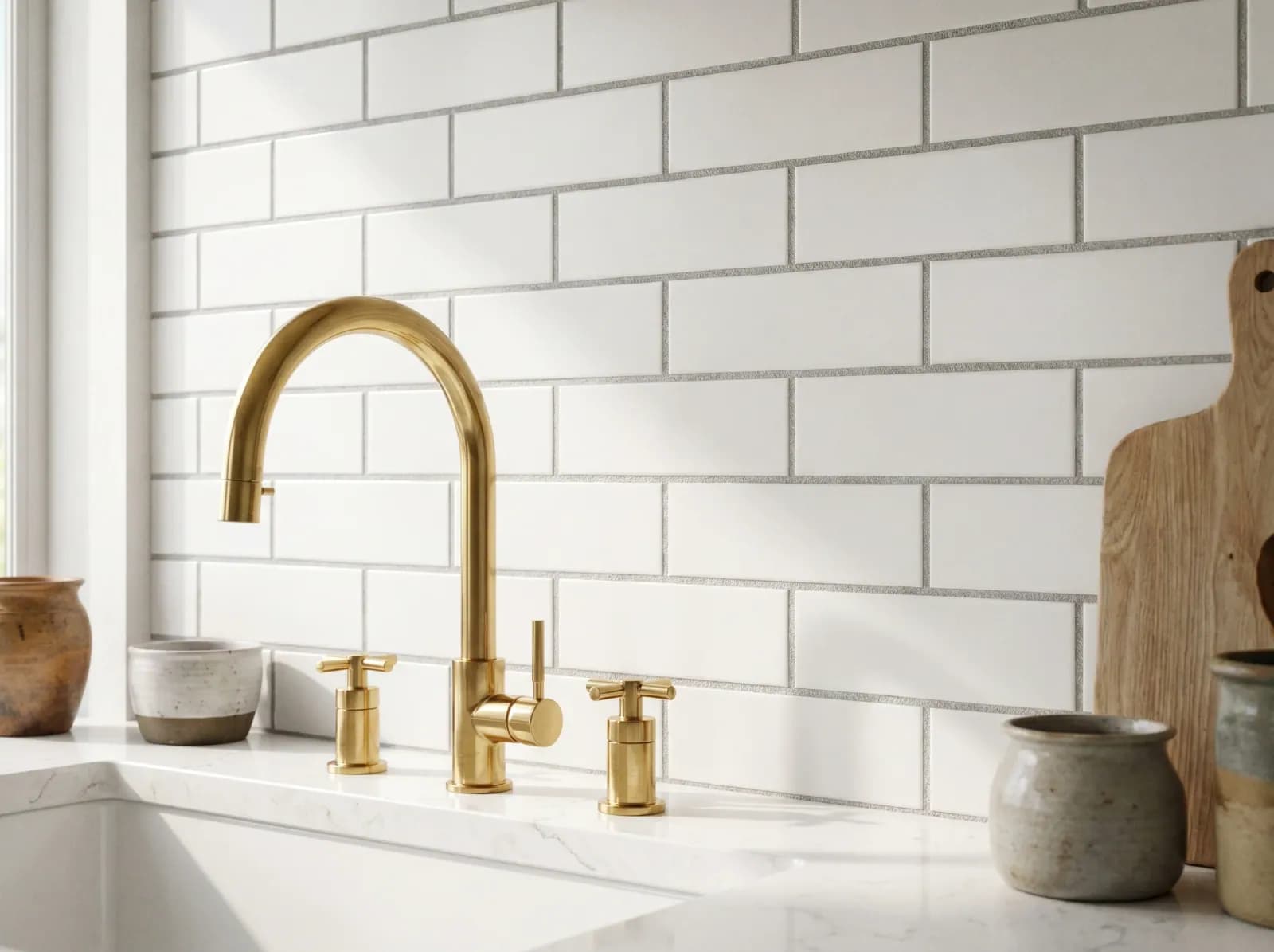 Before: original Subway Tile surface — AI material swap example