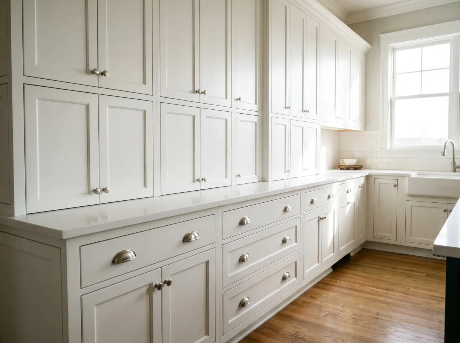 Before: original White Cabinet surface — AI material swap example