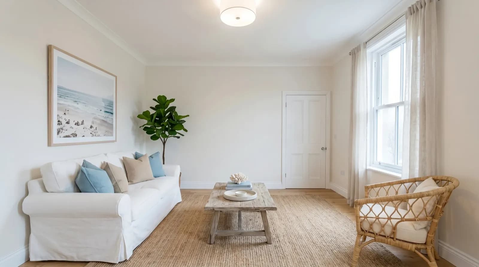 Listing staged in Coastal style