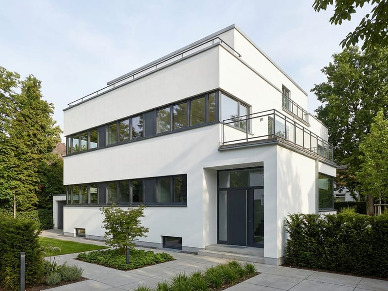 German Modernist Facade style facade design — example | GenRoom