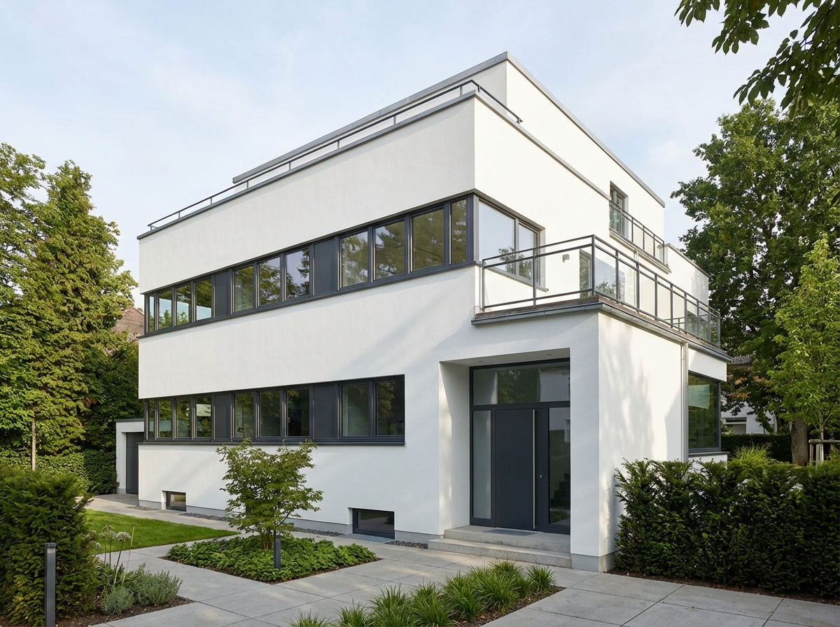 German Modernist Facade style facade design — example | GenRoom