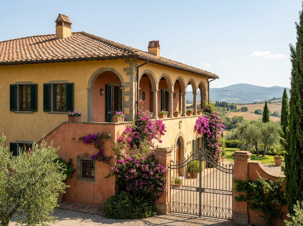 Italian Villa Facade style facade design — example | GenRoom