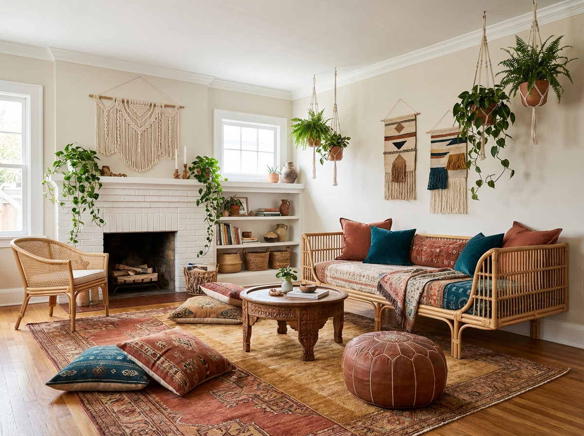 Bohemian style interior — apartment design example | GenRoom