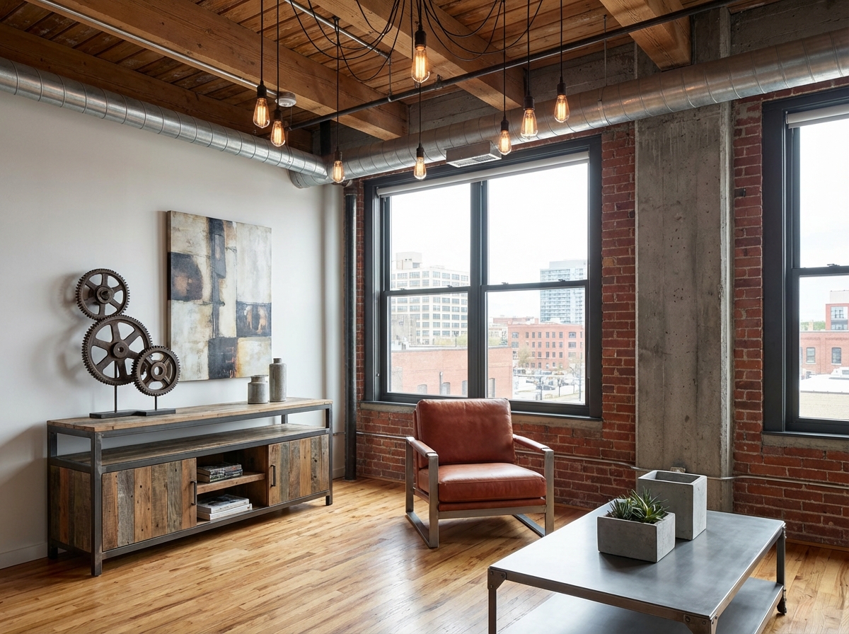 Loft / Industrial style interior — apartment design example | GenRoom
