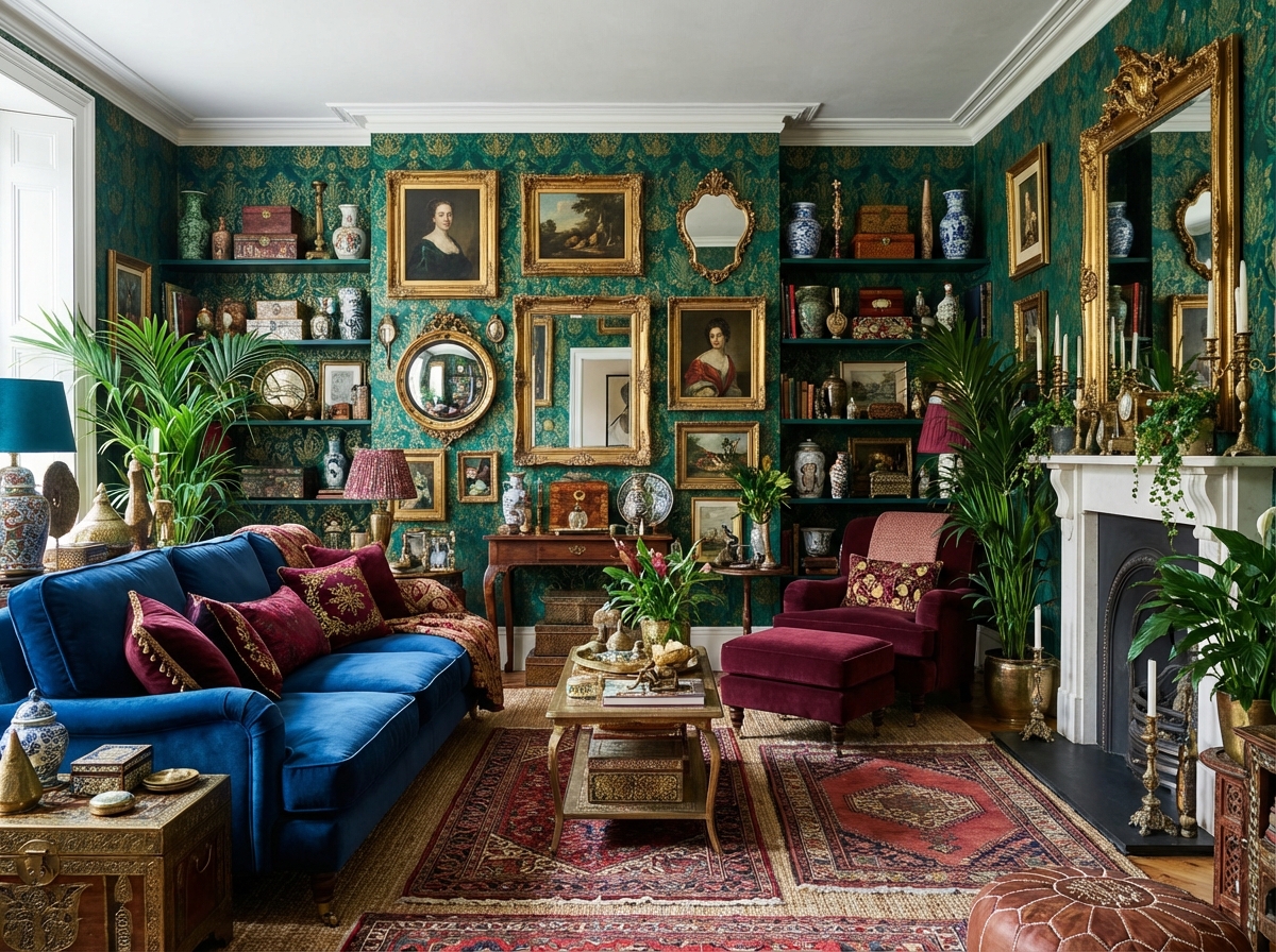 Maximalist style interior — apartment design example | GenRoom