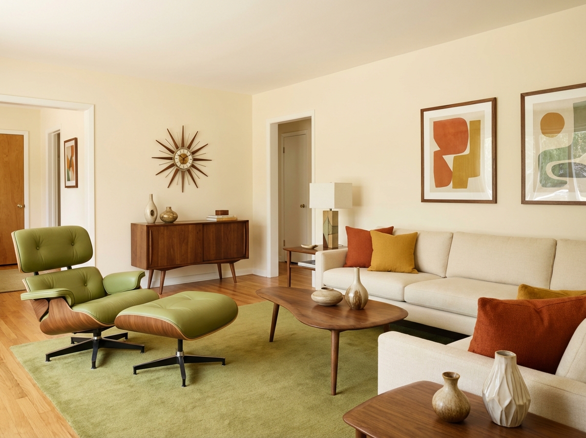 Mid-Century Modern style interior — apartment design example | GenRoom