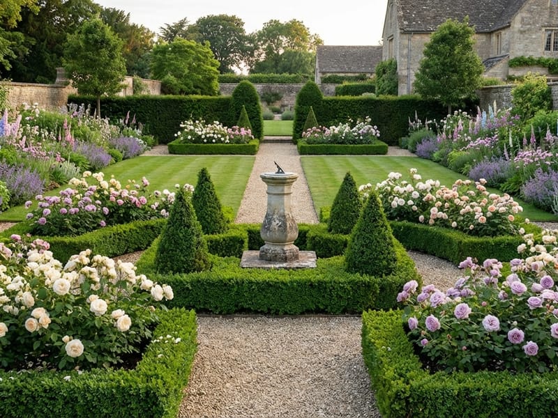 Classic Garden style landscape design — example | GenRoom