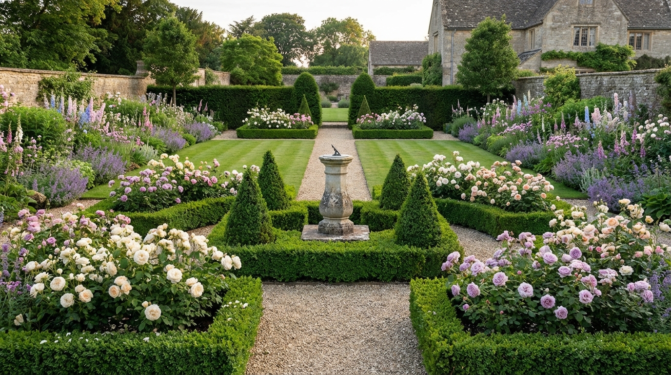 Classic Garden style landscape design — example | GenRoom