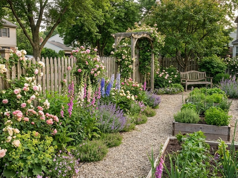 Country Rustic Garden style landscape design — example | GenRoom