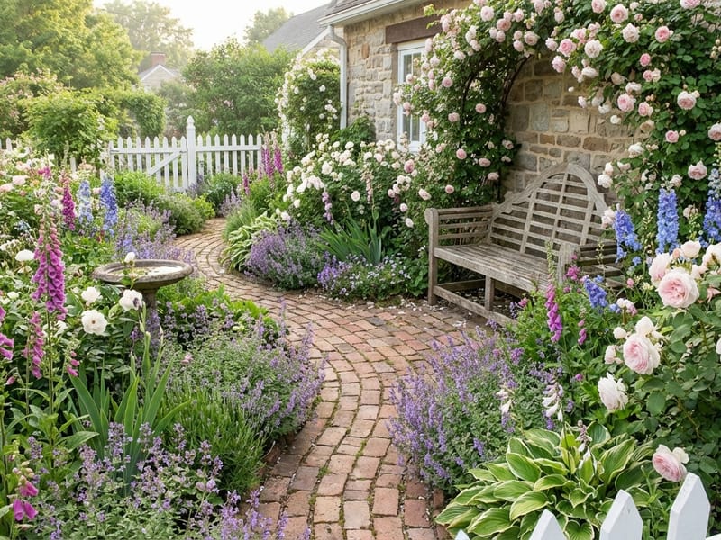 English Cottage Garden style landscape design — example | GenRoom