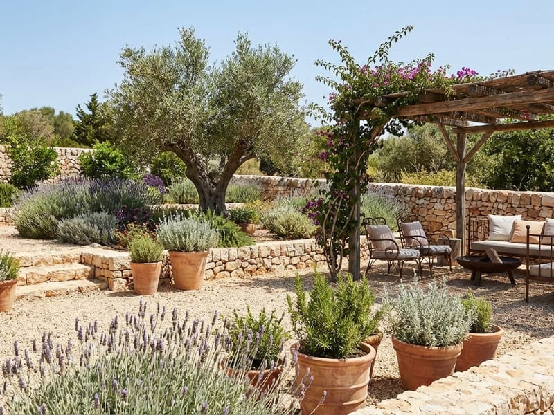 Mediterranean Yard style landscape design — example | GenRoom
