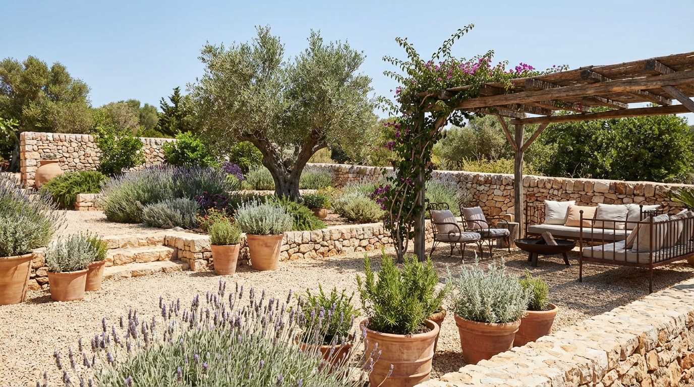 Mediterranean Yard style landscape design — example | GenRoom