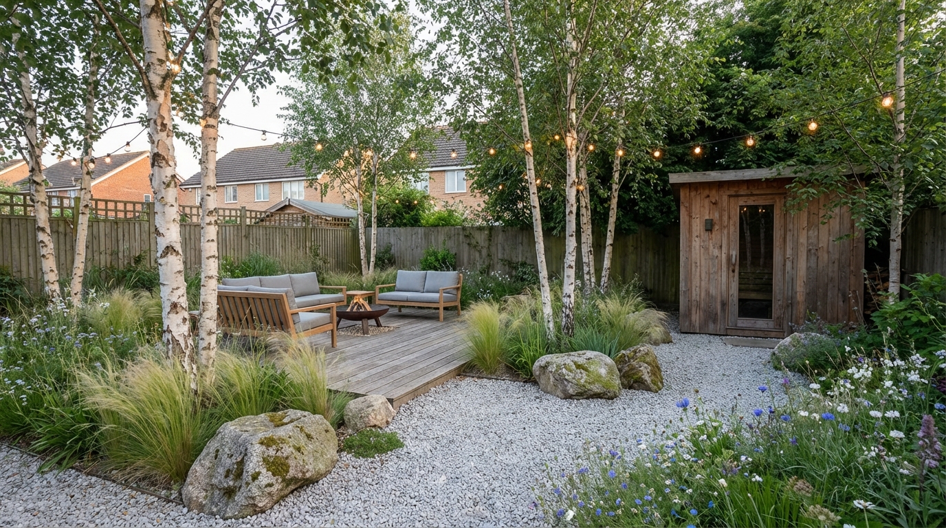 Scandinavian Garden style landscape design — example | GenRoom